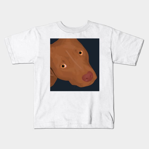 Cute Red Nose Pitbull Portrait - Vector Art Kids T-Shirt by ibadishi